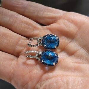 Mark Raico 18kt Blue Topaz, Sapphire And Diamond Earrings